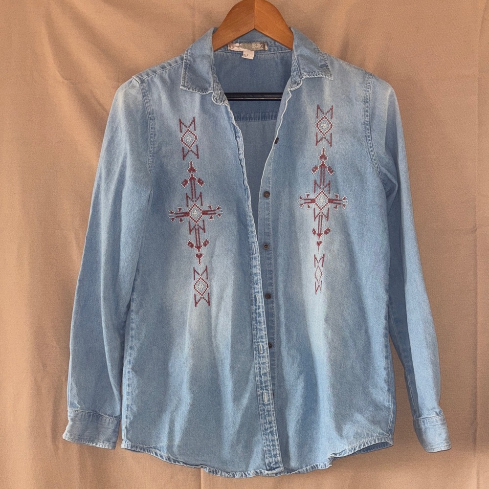 Love 21 Light Blue Denim Shirt